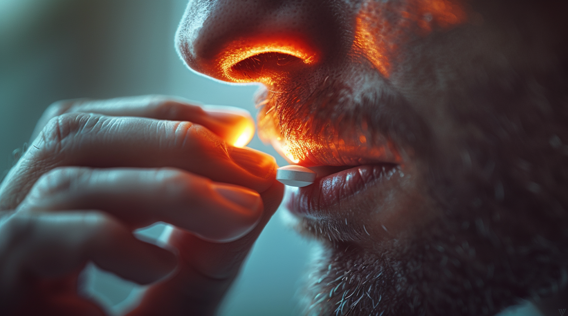 mężczyzna zażywa antybiotyk